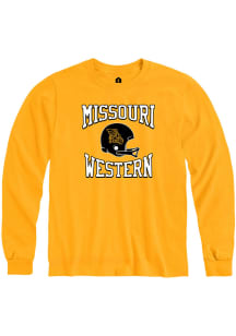 Rally Missouri Western Griffons Gold Football Helmet Long Sleeve T Shirt
