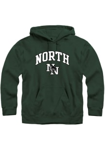 Rally Norman North High School Timberwolves Mens Green Arch Mascot Long Sleeve Hoodie