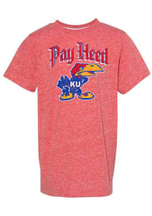 Rally Kansas Jayhawks Youth Red Pay Heed Arch 41 Bird Short Sleeve T-Shirt