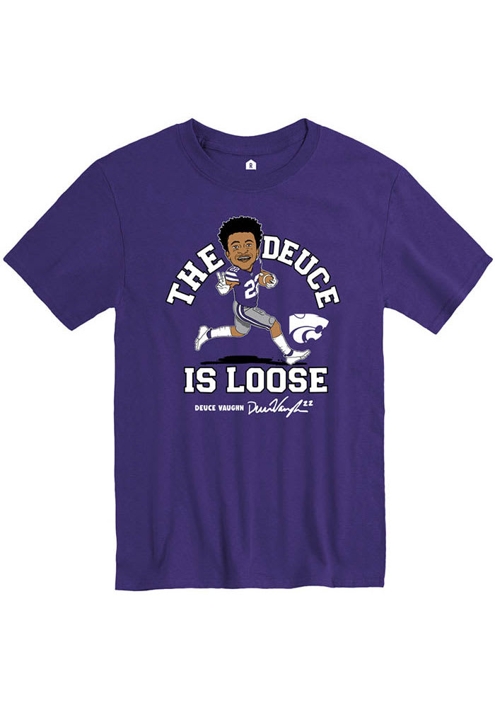 Deuce Vaughn K-State Wildcats Purple Caricature Football Short Sleeve Player T Shirt