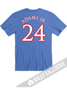 KJ Adams Jr Kansas Jayhawks Blue Basketball Name And Number Short Sleeve Player T Shirt