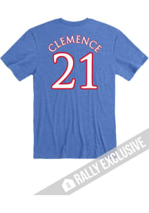 Zach Clemence Kansas Jayhawks Blue Basketball Name and Number Short Sleeve Player T Shirt