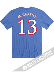 Charlie McCarthy Kansas Jayhawks Blue Basketball Name And Number Short Sleeve Player T Shirt