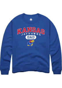 Rally Kansas Jayhawks Mens Blue Dad Pill Long Sleeve Crew Sweatshirt