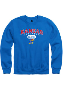 Rally Kansas Jayhawks Mens Blue Alumni Pill Long Sleeve Crew Sweatshirt