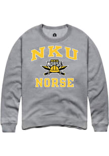 Rally Northern Kentucky Norse Mens Grey Number One Graphic Long Sleeve Crew Sweatshirt