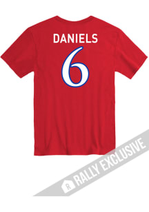 Jalon Daniels Kansas Jayhawks Red Football Name and Number Short Sleeve Player T Shirt