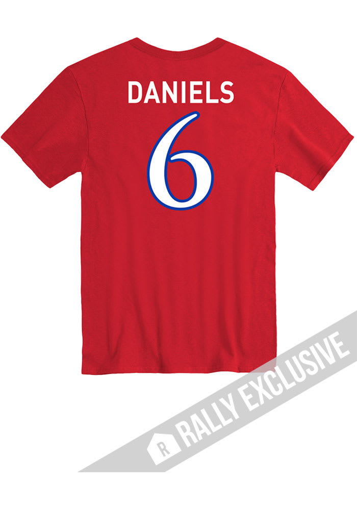 Jalon Daniels Kansas Jayhawks Red Name and Number Short Sleeve Player T Shirt