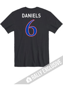 Jalon Daniels Kansas Jayhawks Black Football Name and Number Short Sleeve Player T Shirt