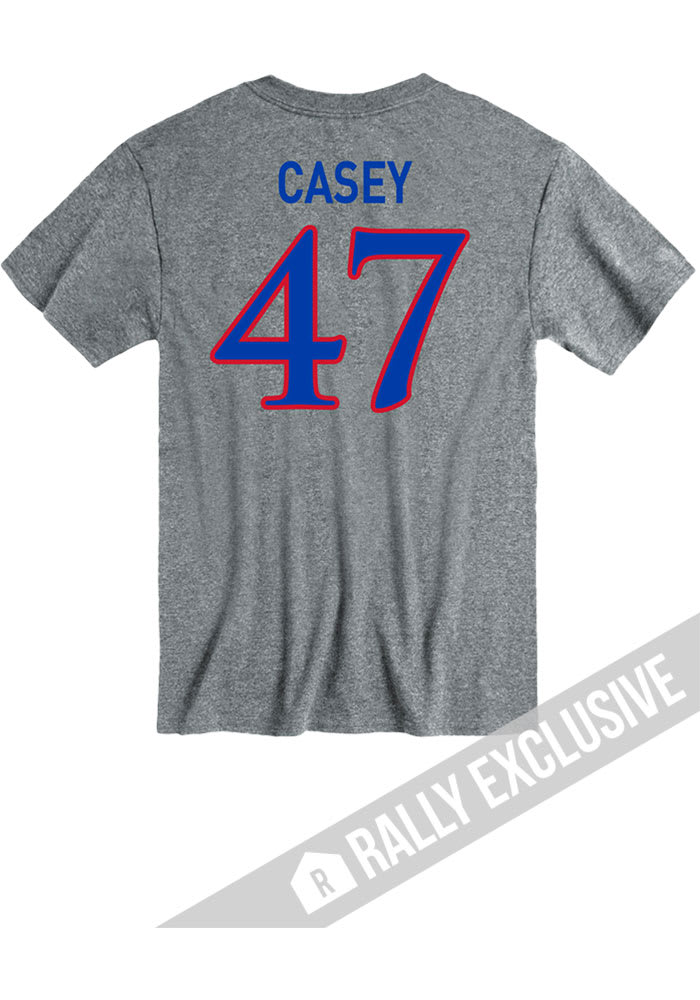 Jared Casey Kansas Jayhawks Grey Name and Number Short Sleeve Player T Shirt