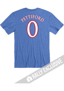 Bobby Pettiford Jr Kansas Jayhawks Blue Basketball Name and Number Short Sleeve Player T Shirt