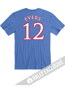 Wilder Evers Kansas Jayhawks Blue Basketball Name And Number Short Sleeve Player T Shirt