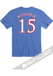 Kevin McCullar Jr Kansas Jayhawks Blue Basketball Name And Number Short Sleeve Player T Shirt