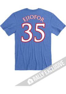 Zuby Ejiofor Kansas Jayhawks Blue Basketball Name and Number Short Sleeve Player T Shirt