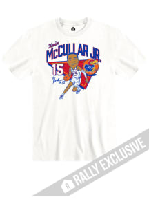 Kevin McCullar Jr Kansas Jayhawks White Caricature Basketball Short Sleeve Fashion Player T Shir..