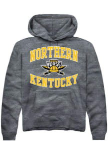 Rally Northern Kentucky Norse Mens Grey Arched Number One Graphic Fashion Hood