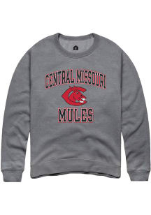 Rally Central Missouri Mules Mens Grey Number One Graphic Long Sleeve Crew Sweatshirt
