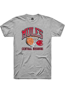 Rally Central Missouri Mules Grey Sport Drop Basketball Short Sleeve T Shirt