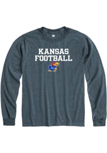 Rally Kansas Jayhawks Charcoal Football Stacked Long Sleeve T Shirt