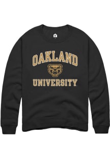 Rally Oakland University Golden Grizzlies Mens Black Number One Graphic Long Sleeve Crew Sweatsh..