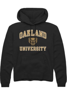 Rally Oakland University Golden Grizzlies Mens Black Number One Graphic Long Sleeve Hoodie
