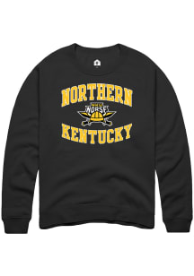 Rally Northern Kentucky Norse Mens Black Arched Number One Graphic Long Sleeve Crew Sweatshirt