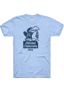 Rally Kansas Jayhawks Light Blue Triblend 1952 National Champs Short Sleeve Fashion T Shirt