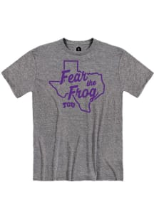 Rally TCU Horned Frogs Grey Fear The Frog Snow Heathered Short Sleeve Fashion T Shirt