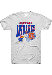 Rally Kansas Jayhawks Ash Triblend Basketball Short Sleeve Fashion T Shirt