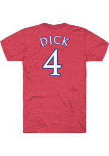 Gradey Dick Kansas Jayhawks Red Basketball Player Name and Number Short Sleeve Player T Shirt