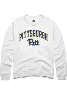 Rally Pitt Panthers Mens White Arch Mascot Long Sleeve Crew Sweatshirt