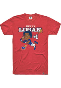 Kenny Logan Jr. Kansas Jayhawks Red Caricature Football Short Sleeve Fashion Player T Shirt