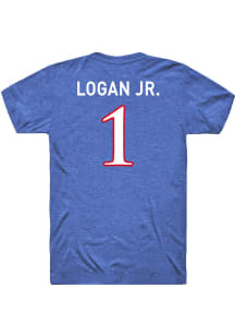 Kenny Logan Jr. Kansas Jayhawks Blue Football Name and Number Short Sleeve Player T Shirt