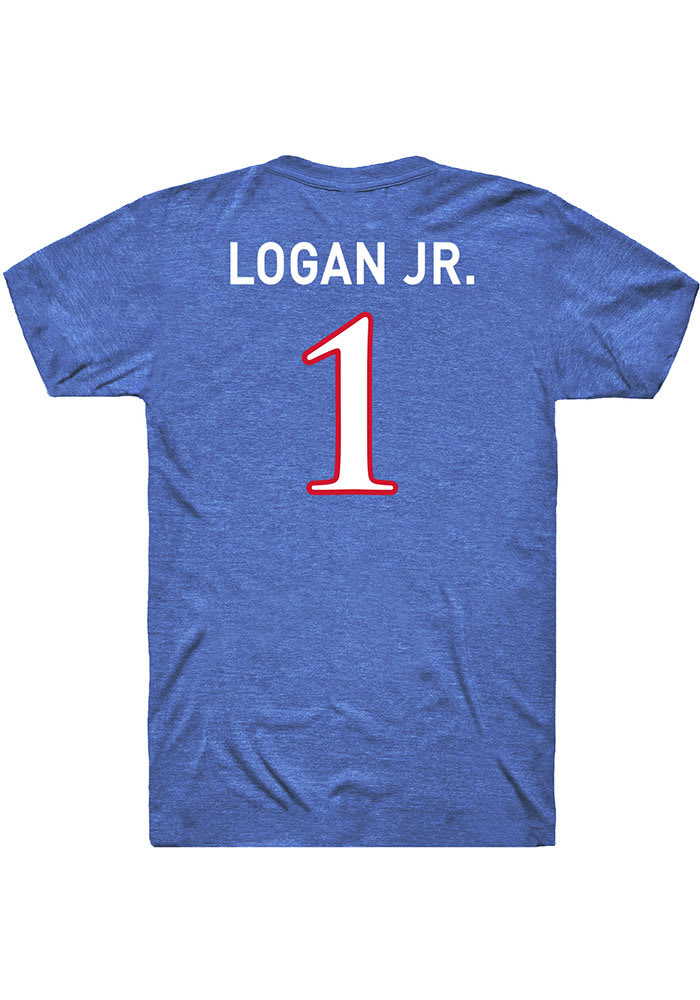 Kenny Logan Jr. Kansas Jayhawks Blue Name and Number Short Sleeve Player T Shirt
