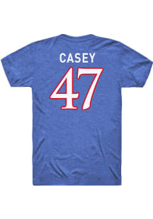 Jared Casey Kansas Jayhawks Blue Football Name and Number Short Sleeve Player T Shirt