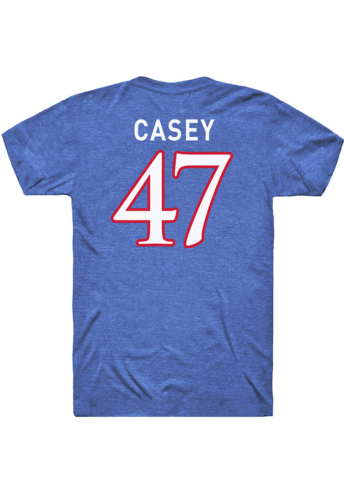 Jared Casey Kansas Jayhawks Blue Name and Number Short Sleeve Player T Shirt