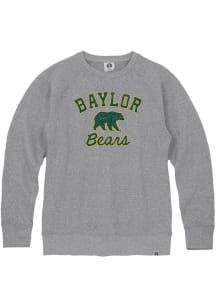 Rally Baylor Bears Mens Grey Number One Triblend Long Sleeve Fashion Sweatshirt