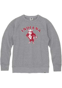 Rally Indiana Hoosiers Mens Grey Triblend Vintage Logo Long Sleeve Fashion Sweatshirt