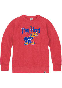 Rally Kansas Jayhawks Mens Red Pay Heed 1941 Triblend Long Sleeve Fashion Sweatshirt
