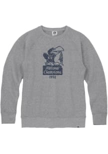 Rally Kansas Jayhawks Mens Grey 1952 National Champions Triblend Long Sleeve Fashion Sweatshirt