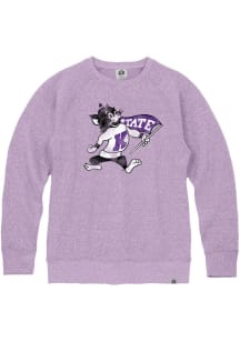 Rally K-State Wildcats Mens Lavender Distressed Willie Triblend Long Sleeve Fashion Sweatshirt
