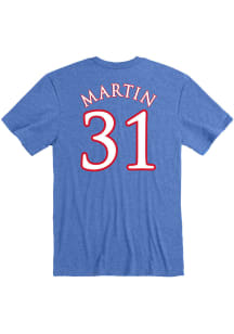 Cam Martin Kansas Jayhawks Blue Name and Number Short Sleeve Player T Shirt