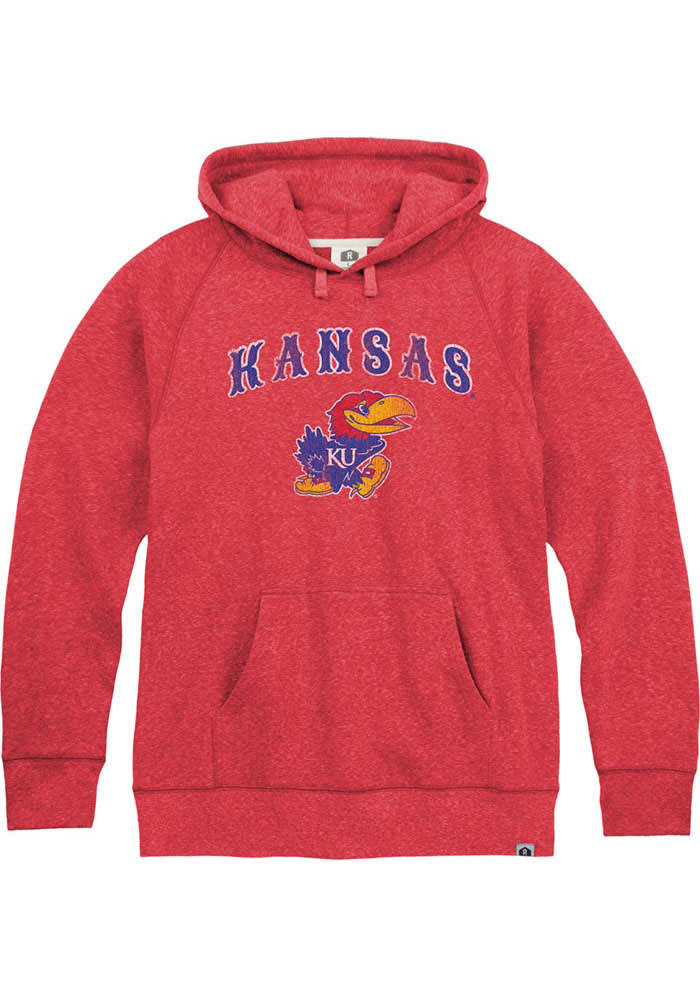 Rally KU Jayhawks Jayhawks Red Arch Mascot Triblend Long Sleeve Fashion