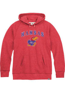 Rally Kansas Jayhawks Mens Red Arch Mascot Triblend Fashion Hood