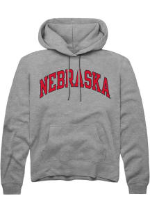 Mens Nebraska Cornhuskers Grey Rally Arch Team Name Hooded Sweatshirt