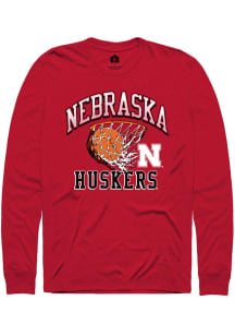 Rally Nebraska Cornhuskers Red Basketball Net Long Sleeve T Shirt