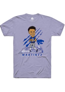 Adrian Martinez K-State Wildcats Lavender Caricature Football Short Sleeve Fashion Player T Shir..