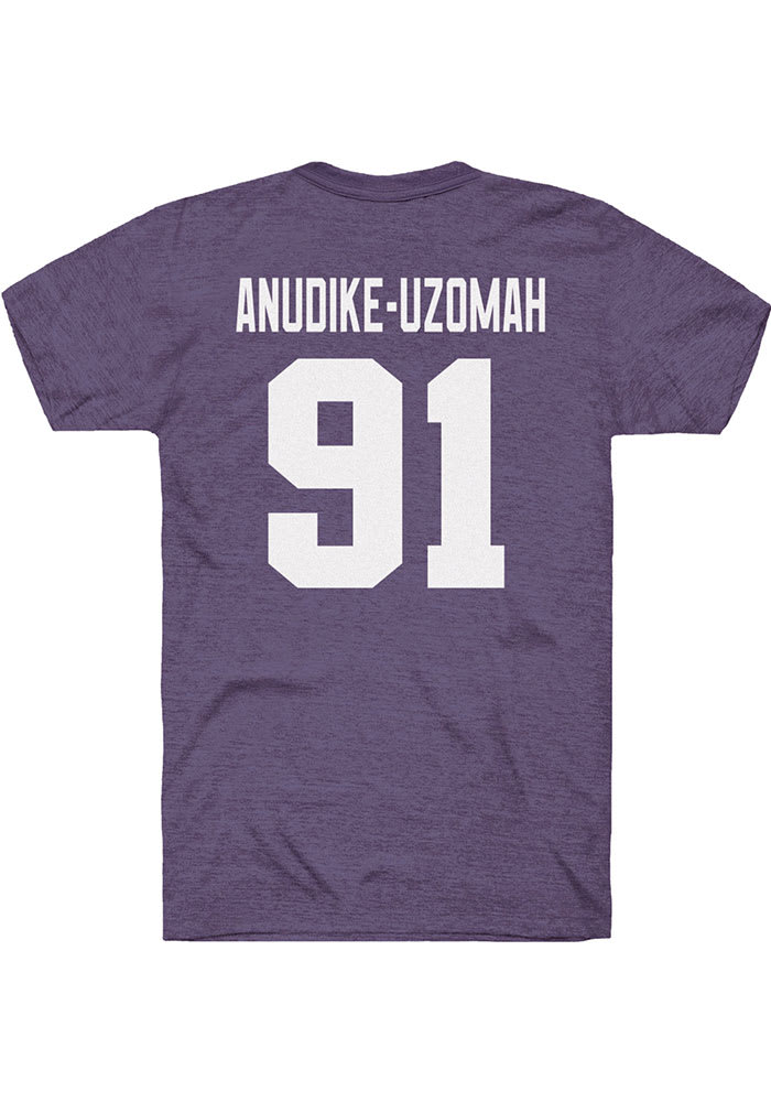 Perrin Inc (Rally) Felix Anudike-Uzomah K-State Wildcats Purple Football Name and Number Short Sleeve Player T Shirt, Purple, 52% Cotton / 48% POLYESTER, Size L, Rally