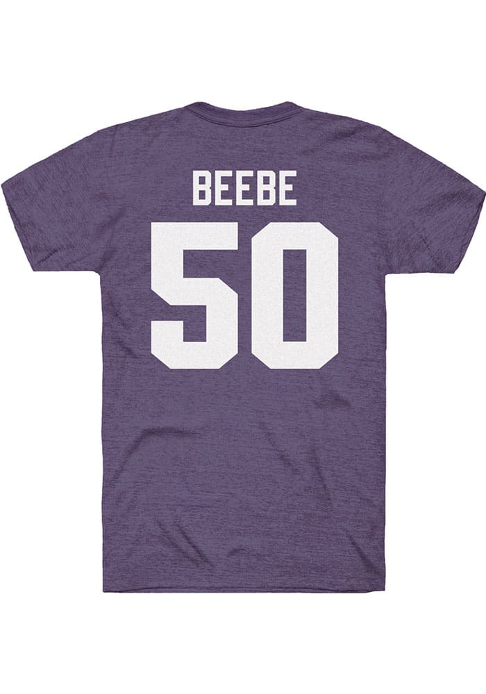 Cooper Beebe K-State Wildcats Purple Football Name and Number Short Sleeve Player T Shirt