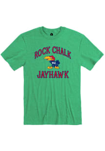 Rally Kansas Jayhawks Green Rock Chalk Number One Short Sleeve Fashion T Shirt